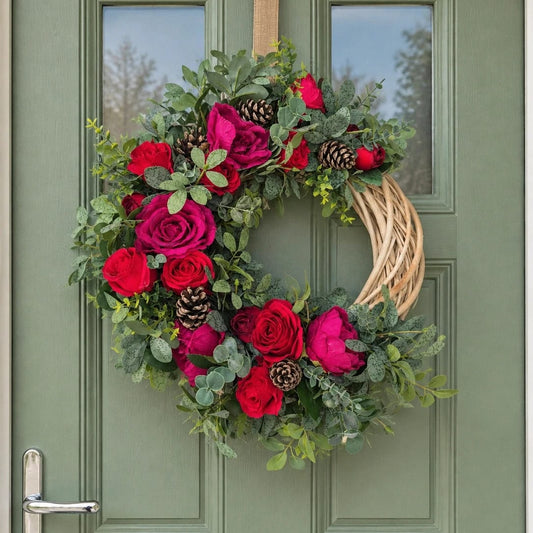 Halfmoon Wreath 56cm - Red & Pink